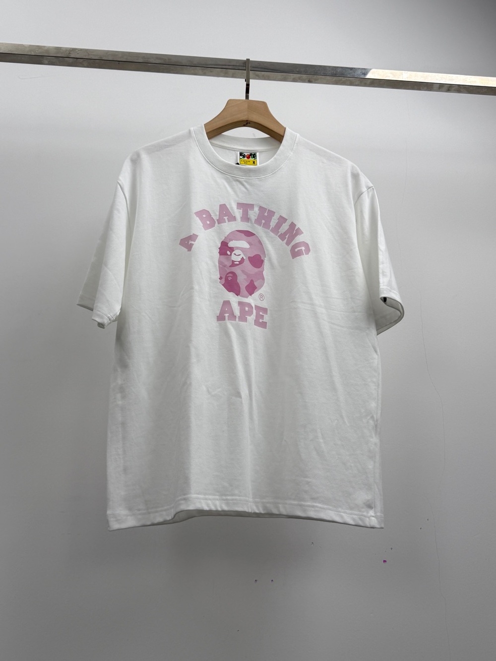 Bape White T-Shirt with Pink Logo
